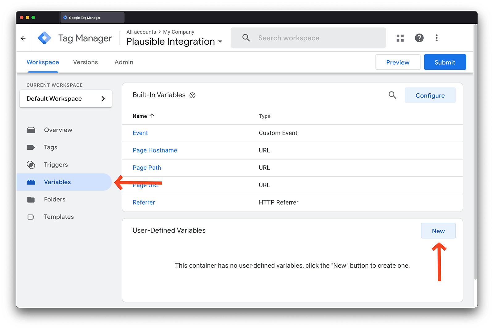 Create new GTM Variable